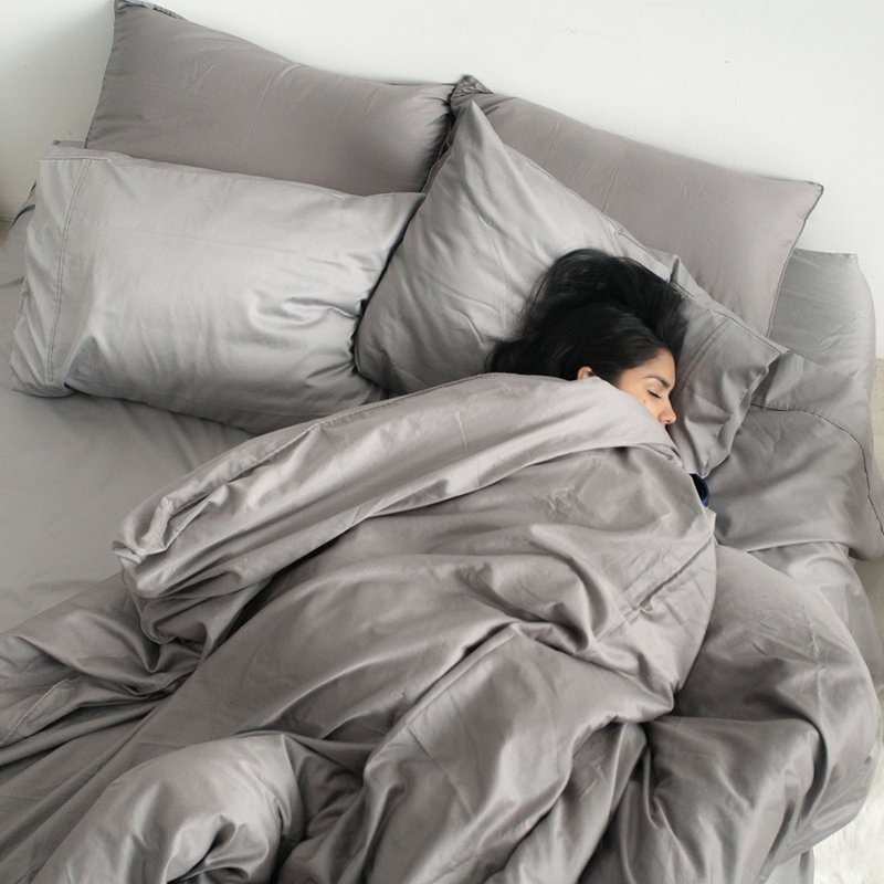Ensemble de draps en percale 350 fils, Grand, Gris