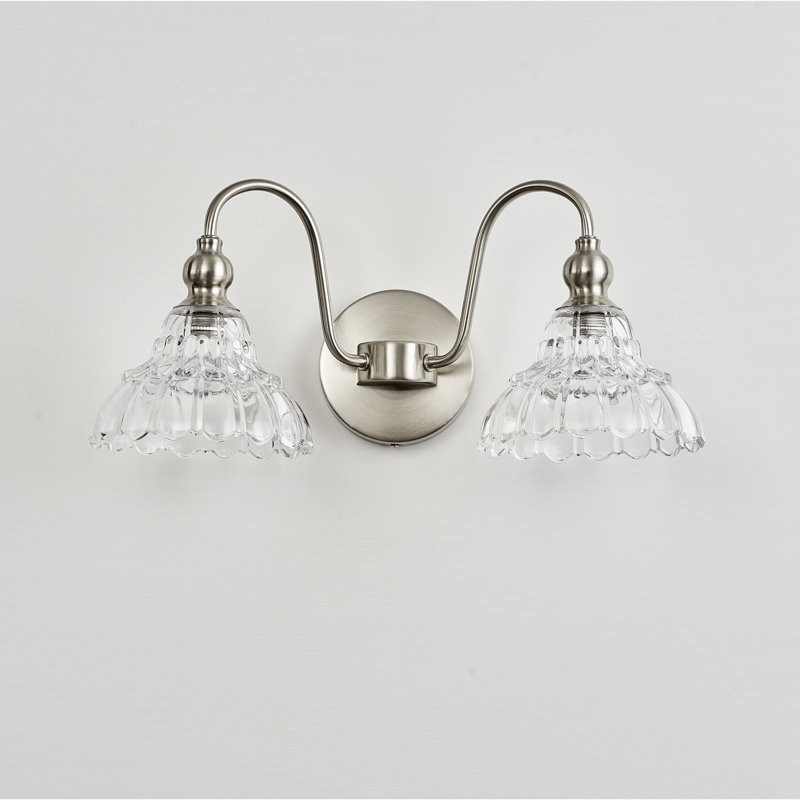 Éclairage pour meuble-lavabo moderne 2 lumières, Nickel sablé, 2, 11.8*17.72*8.66