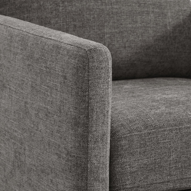 Fauteuil pivotant large Assiatou, Mélange de lin natté gris fossile