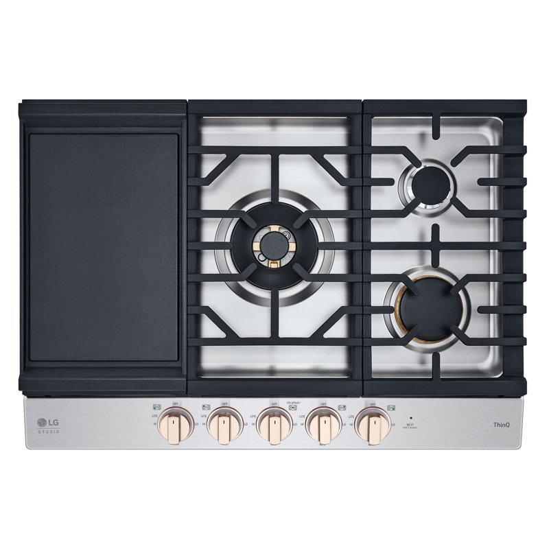 30" Natural Gas Cooktop with 5 Burners, Essence White