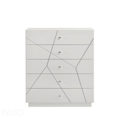 Chest – Lacquer Finish With Geometric Design And Spacious Drawers For Modern Storage White