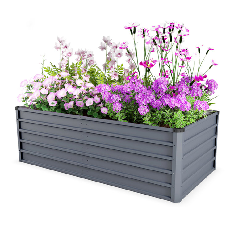 Large Rectangular Raised Garden Bed, Gray