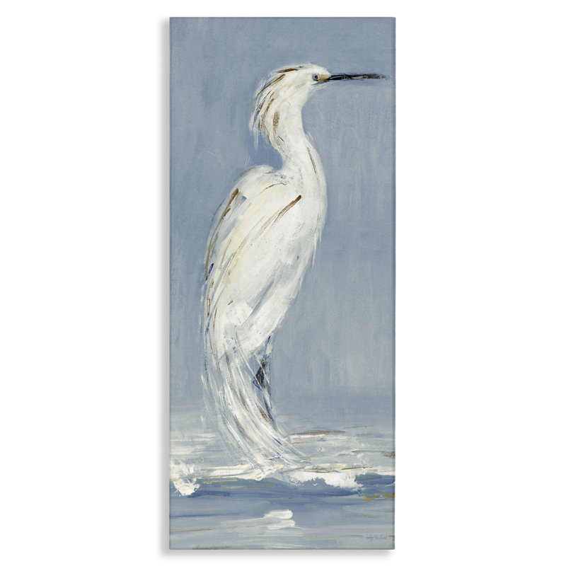 «Elegant Egret Visage», art mural par Sally Swatland, H 48 po x l 20 po