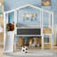 Twin Size Loft Bed With Ladder And Slide, Blackboard And Light Strip