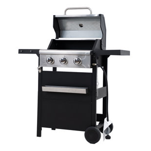 Propane Grill 3 Burner Barbecue Grill Stainless Steel Gas Grill with Side Burner and Cover for Outdoor BBQ, Camping