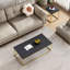 Table basse de 46,8 pouces avec plateau en faux bois noir mat et structure en métal, style industriel