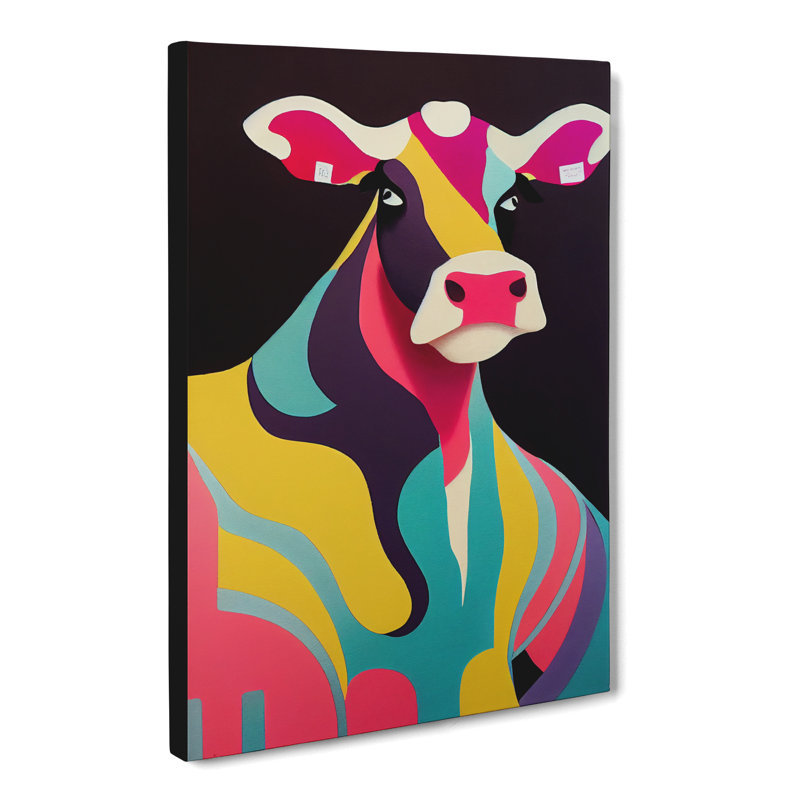 Cow Block Colour - Wrapped Canvas, 50cm H x 35cm W x 3cm D