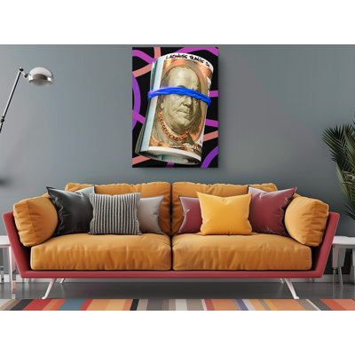 Stack of Money Dollar Bills Canvas Art Print