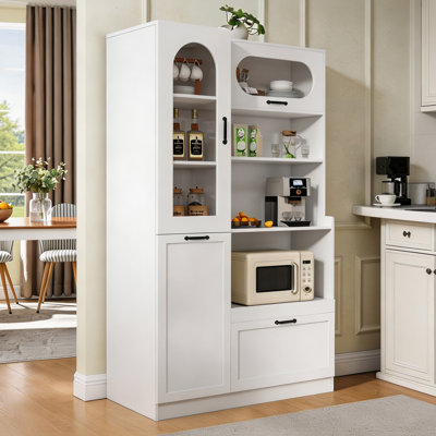 Freestanding 70.8"Tall Kitchen Pantry Cabinet with Flip-Up Cabinet Door, Pull-Out Shelves & Drawer, Adjustable Shelves