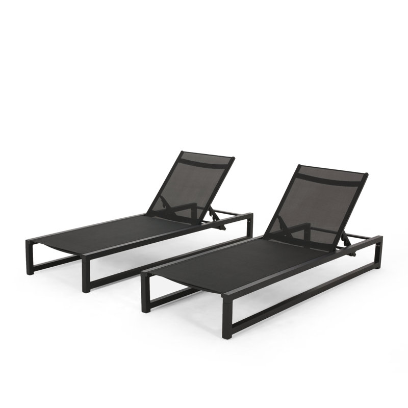  Ensemble de chaise longue réglable réglable, structure en aluminium avec siège en filet respirant, 5 positions inclinables, résistant à la rouille pour une utilisation sur le patio, le jardin ou la piscine
