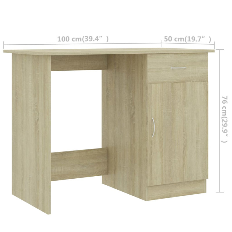 Desk Standing Computer Desk Office Desk with Drawer Engineered Wood, Sonoma Oak