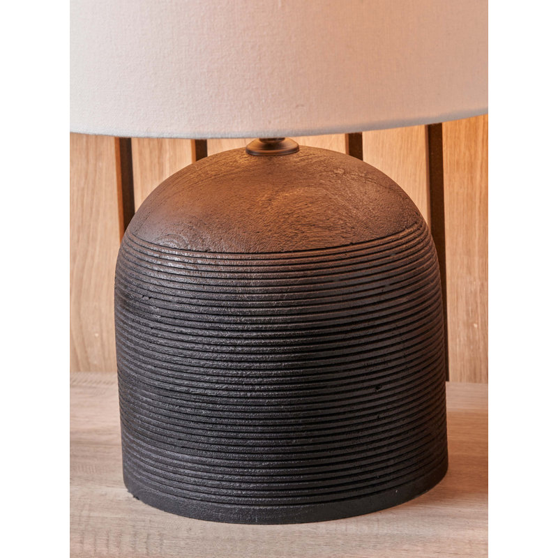 Wood Table Lamp, Black, 18.11" H x 13.78" W x 13.78" D, White