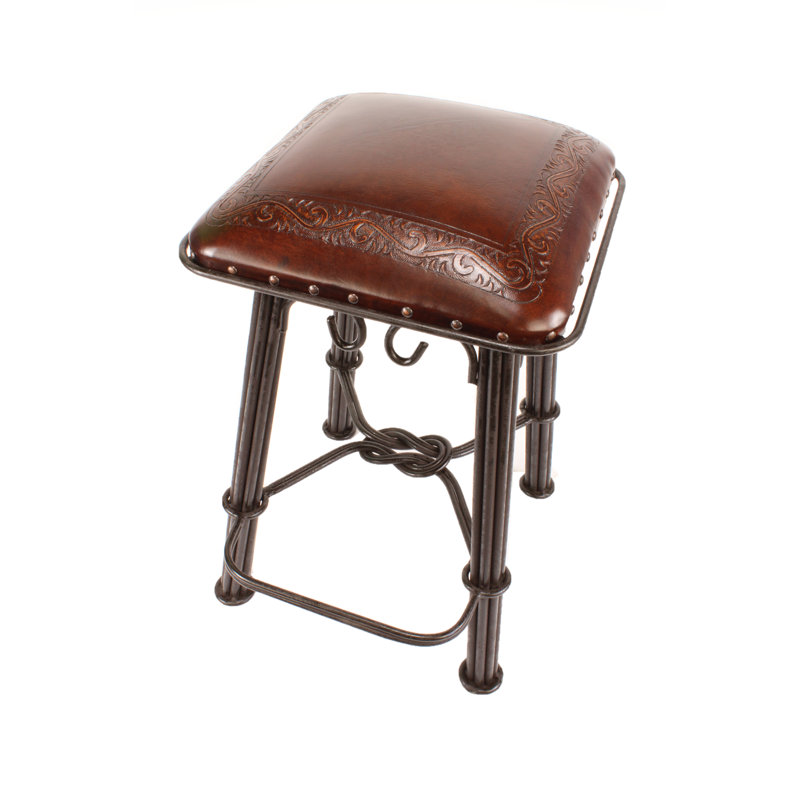 Cimberly Western Iron Bar Stool (Classic Pattern), Counter Stool (26” Seat Height)