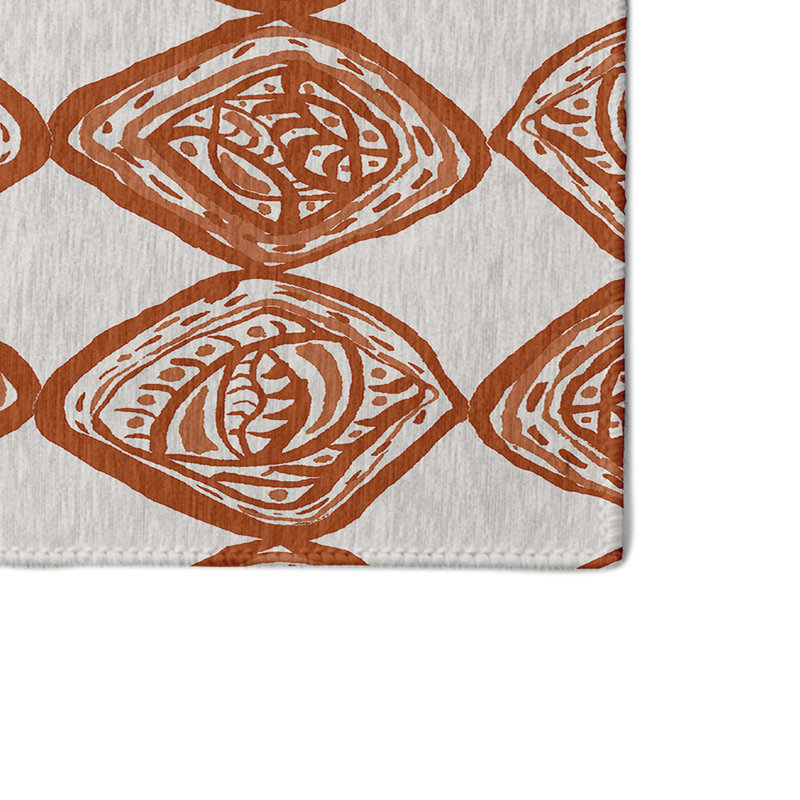 Orange géométrique/beige Tapis décoratif, Rectangle 2 pi x 3 pi