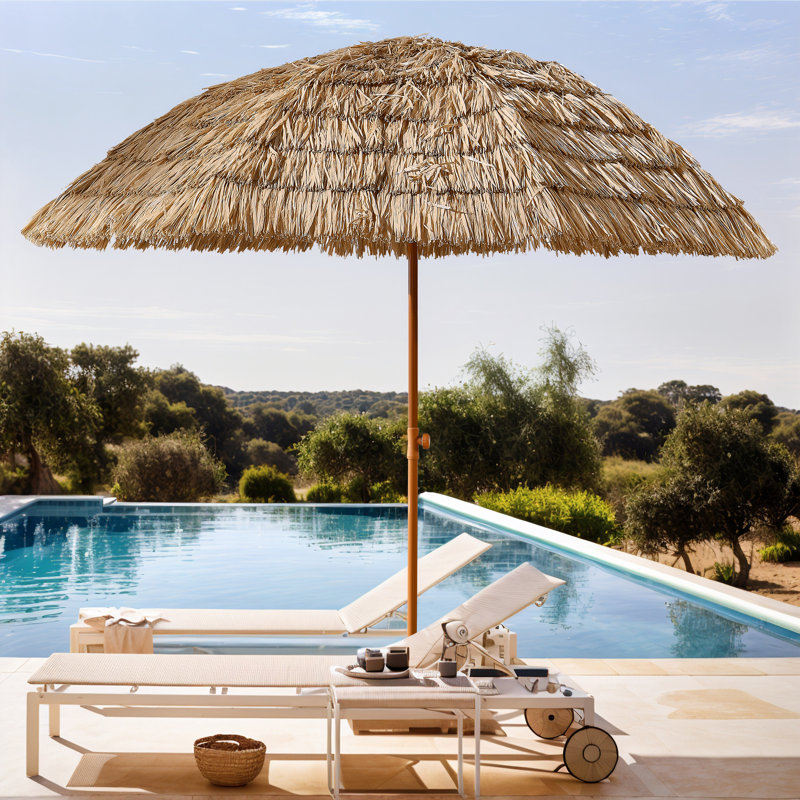 8 thatch patio tiki umbrella AMMSUN 9ft Hula Thatched Hawaiian Style This umbrella features a wood 7.2 Feet Patio Thatched Tiki