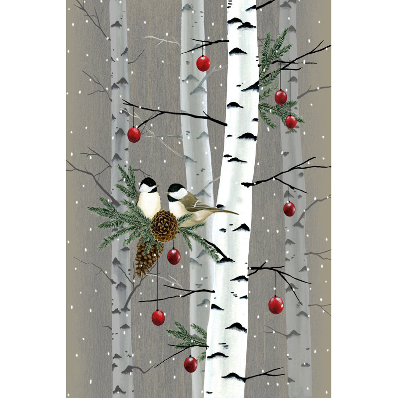 Birch Birds II 1 Piece Painting on Canvas, 122cm H x 81cm W, Black Floater Framed