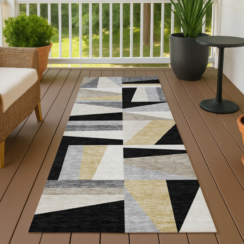 Tapis géométrique intérieur / extérieur lavable à la machine Chantille ACN2327, Tapis de couloir 2 pi 3 po x 7 pi 6 po