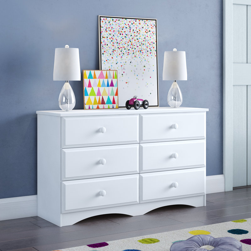 Commode double 6 tiroirs Alayna, Blanc