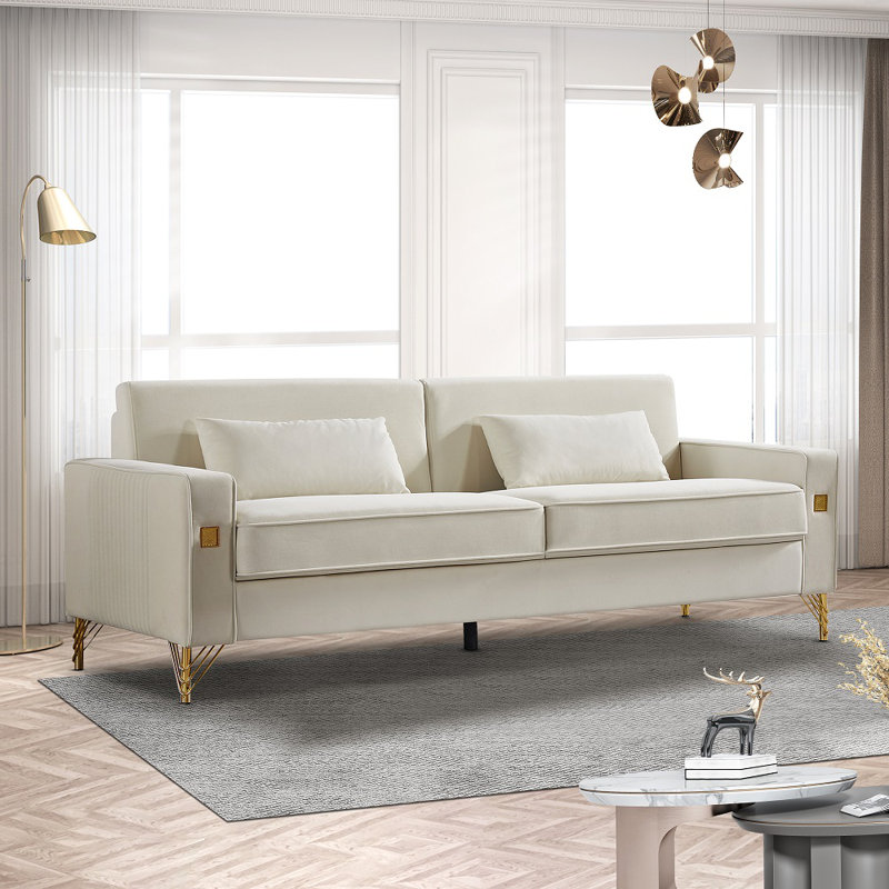 Canapé Darvone 85,44 po, Velours blanc