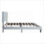 Structure de lit plateforme rembourrée pour la chambre à coucher, lin gris neutre, taille simple, tête de lit capitonnée à boutons, aucun sommier nécessaire