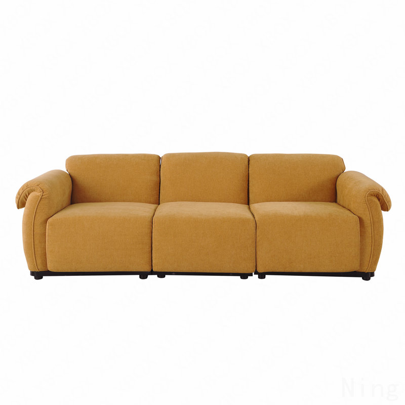 93" Length , Fashionable Modular Sofa, Iron Frame,   Chenille Sofa, Yellow Chenille