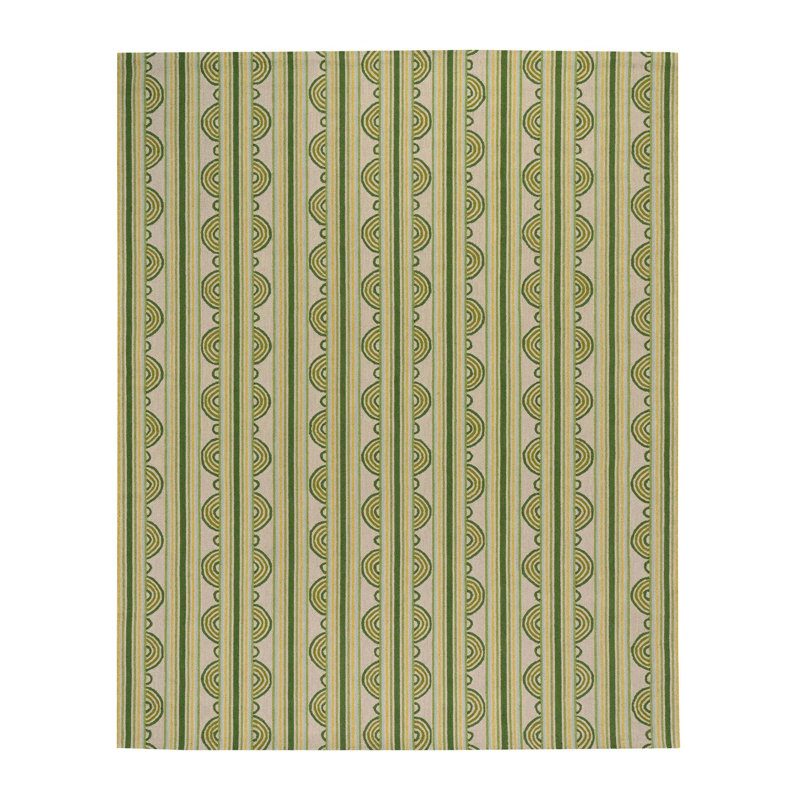 Button Olive Hand Micro Hooked Wool Rug, Rectangle 7'6" x 9'6"