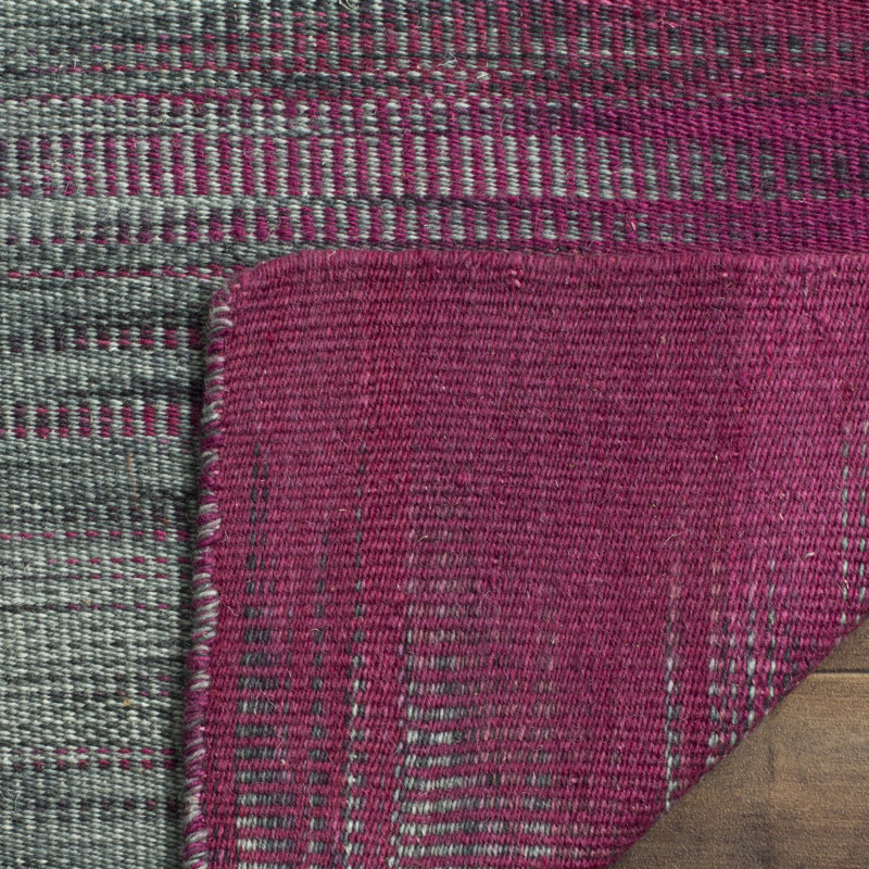 Tapis mauve / gris anthracite en laine tissé à la main Maomina, Rectangle de 5 pi x 8 pi