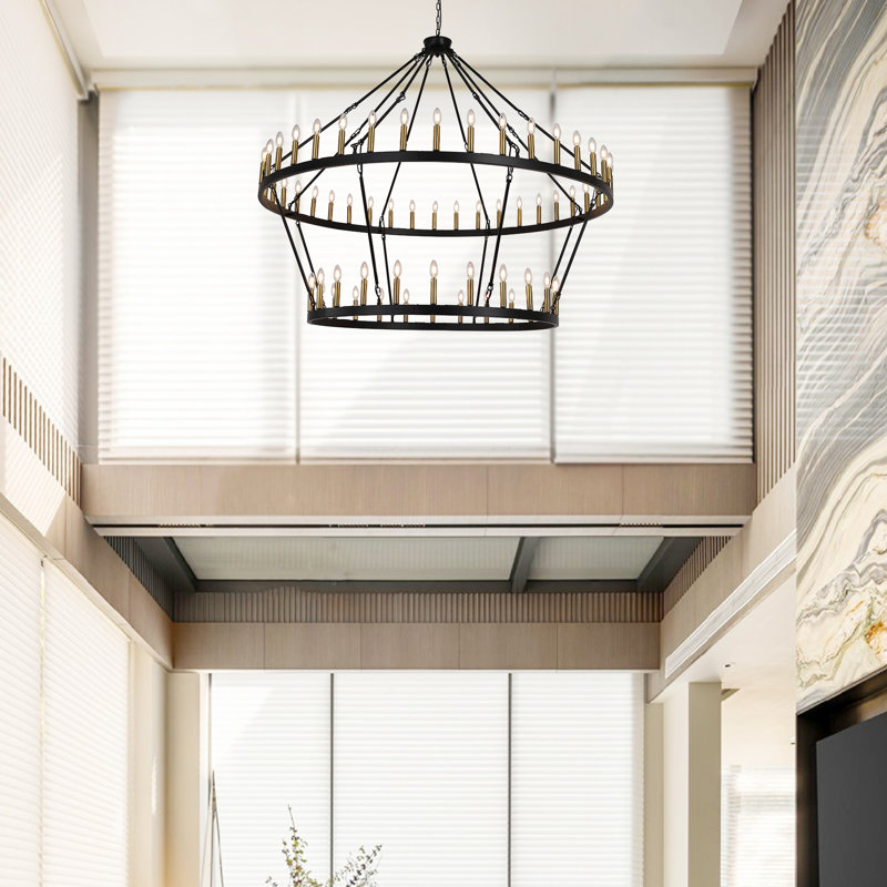 Lustre Veiz, Noir mat / laiton brossé, 64, H 58 po x l 70 po x P 70 po