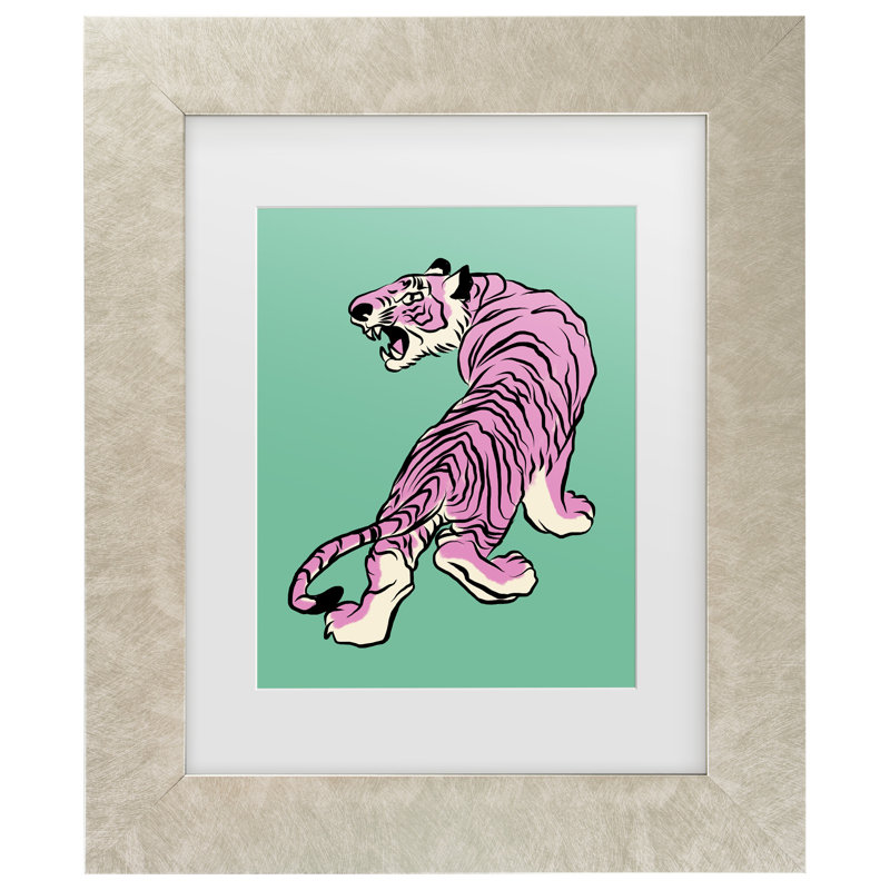 Œuvre encadrée «bolologic Little Dean Tiger», H 14,5 po x l 17,5 po, Cadre crème