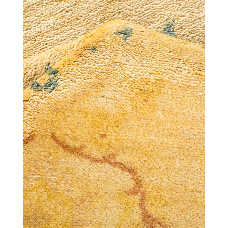 Tapis ivoire noué à la main de conception unique 7 pi 10 po x 10 pi Shirleye