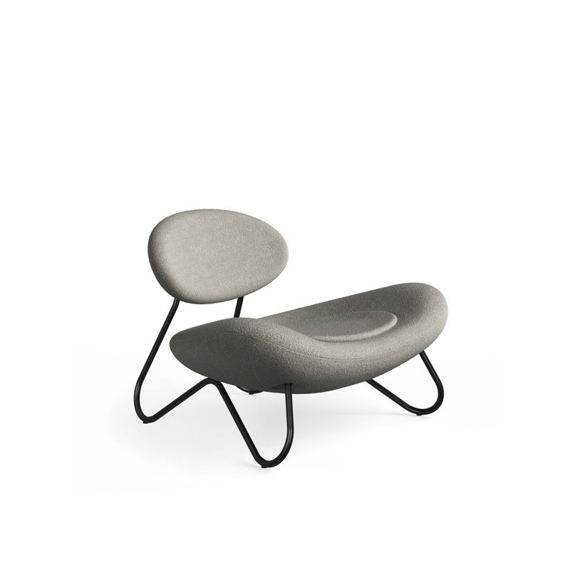 Meadow Lounge Chair, Black Painted Steel Frame, Brushed Stainless Steel, Natural Polyester Blend