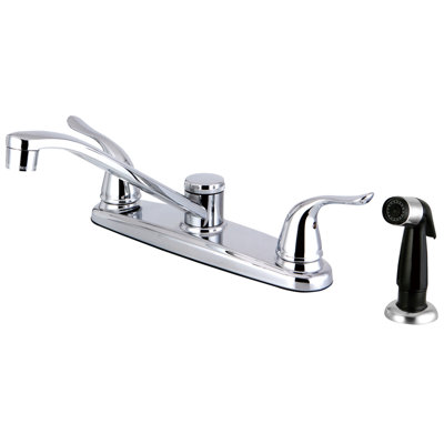 Kingston Brass Yosemite Two-Handle 4-Hole 8" Centerset Kitchen Faucet with Side Sprayer