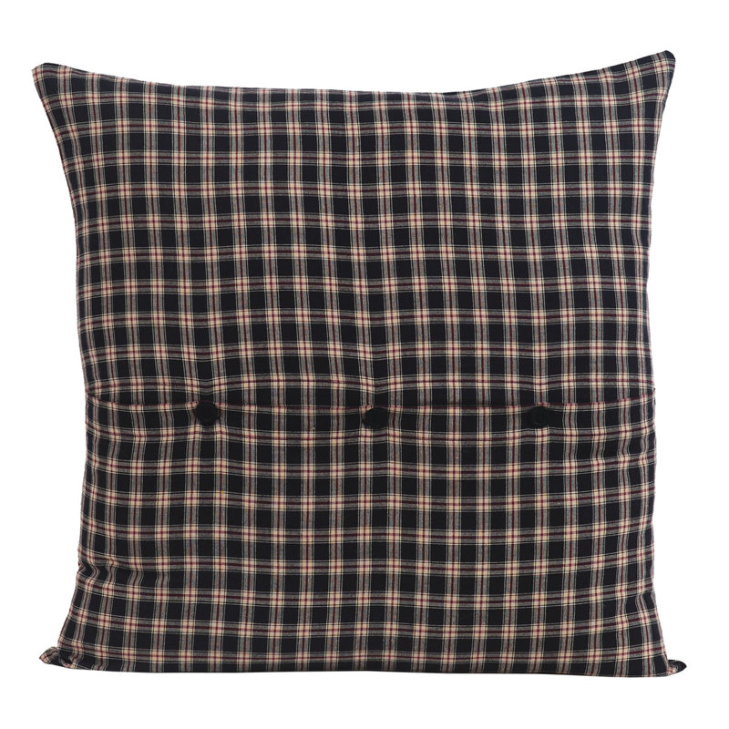 Bingham Star Plaid Cotton Euro Sham in Soft Black
