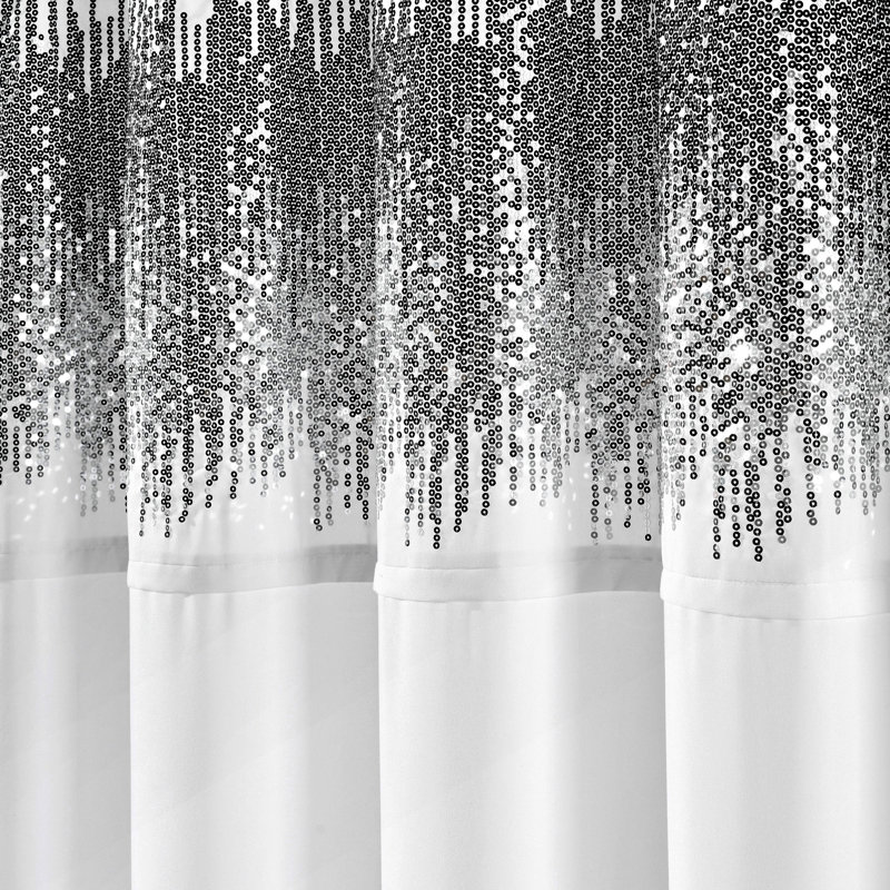 Marsham Polyester Shower Curtain, White/Black