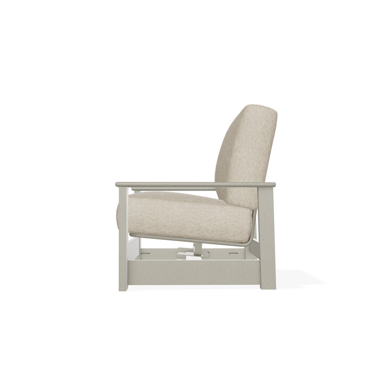 Leeward Marine Grade Polymer Deep Seating Cushion Arm Chair with Hidden Motion, Storm, Grasscloth Dune