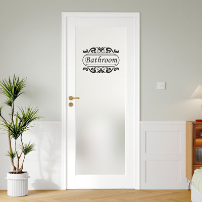 Bathroom Door Solid Manufactured Wood Frosted Glass Slab Door White Standard Door Without Hardware Kit