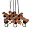 Lustre 8 lumières de 42 po de long à poutre en bois