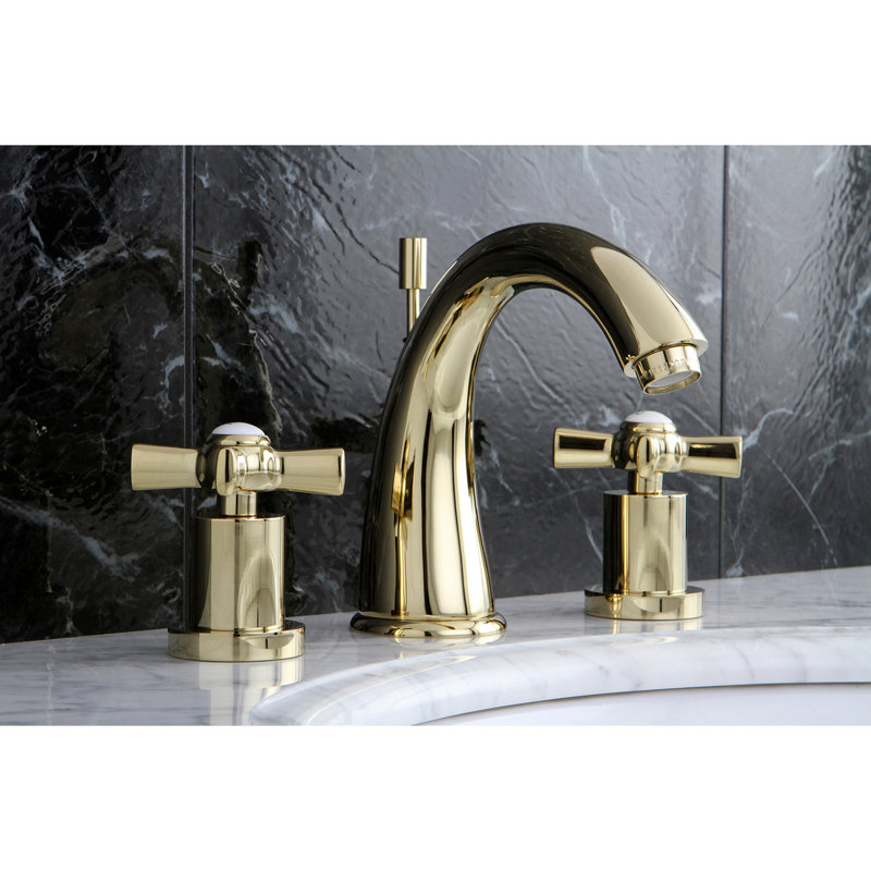 Kingston Brass Millennium Two-Handle 3-Hole Deck Mount Widespread Bathroom Faucet with Brass Pop-Up Drain, Oil Rubbed Bronze