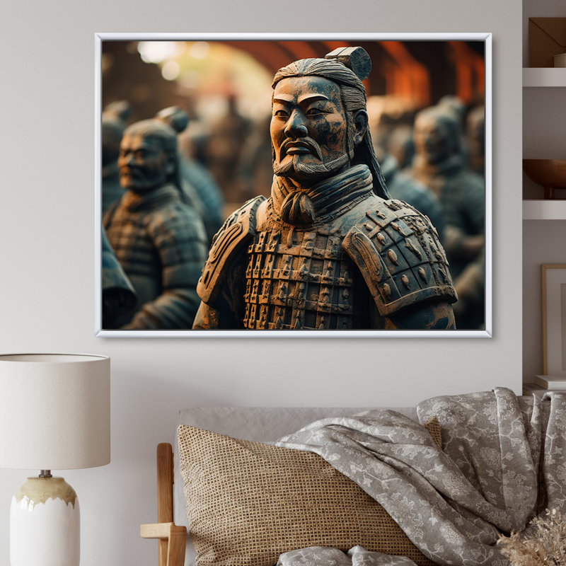 China Terracotta Warriors III - impression, H 34 po x l 44 po x P 1,5 po, Cadre flottant blanc