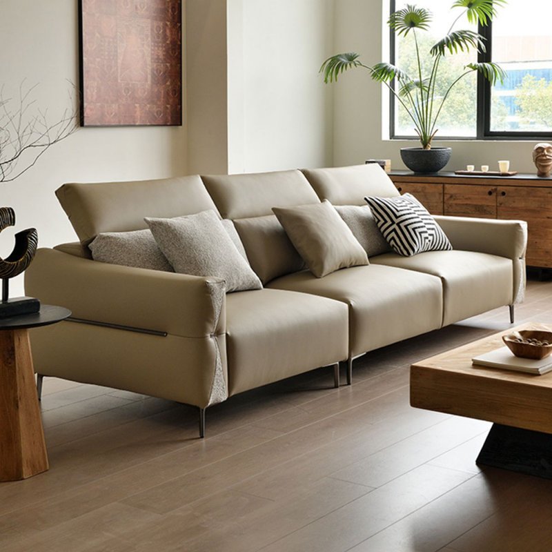 Coussin modulaire 116,14 po en similicuir, Couleur unie