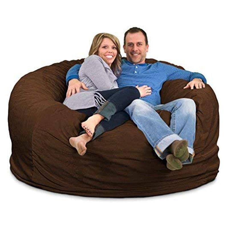 6ft Bean Bag Chair, Oversized Indoor Comfy Lounger, Suede, Brown