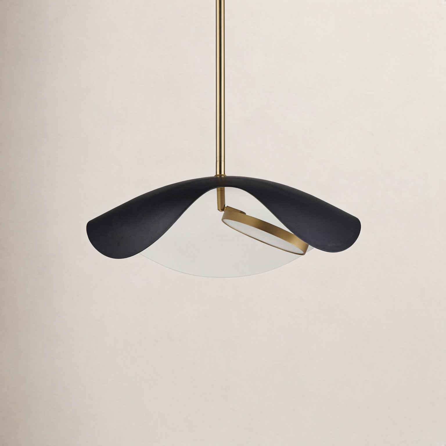 Hinton Single Light LED Pendant, Black/Gold