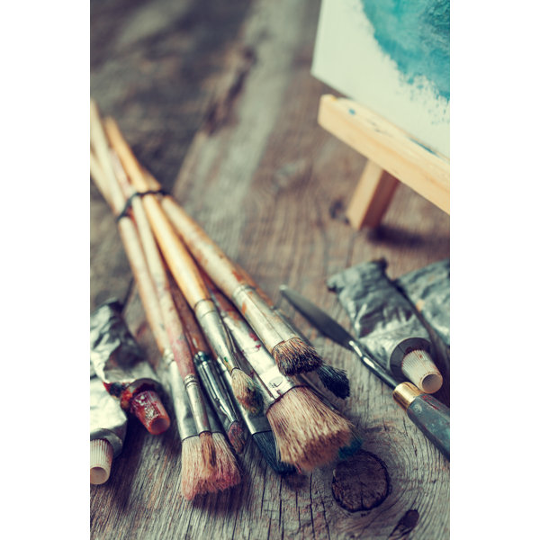 Artist Paint Brushes - Wrapped Canvas Photograph Ebern Designs Size: 30 W x 20 H