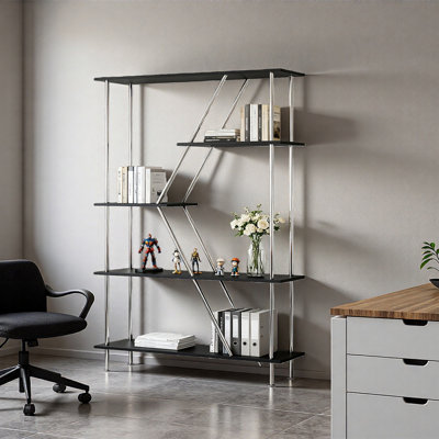 Stainless Steel Black Diagonal Tier Display Shelf