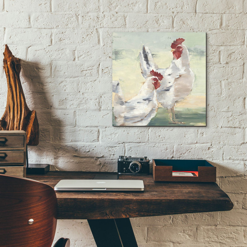 «Chicken Run» par Ethan Harper, art mural en verre acrylique, H 12 po x l 12 po x P 0,13 po
