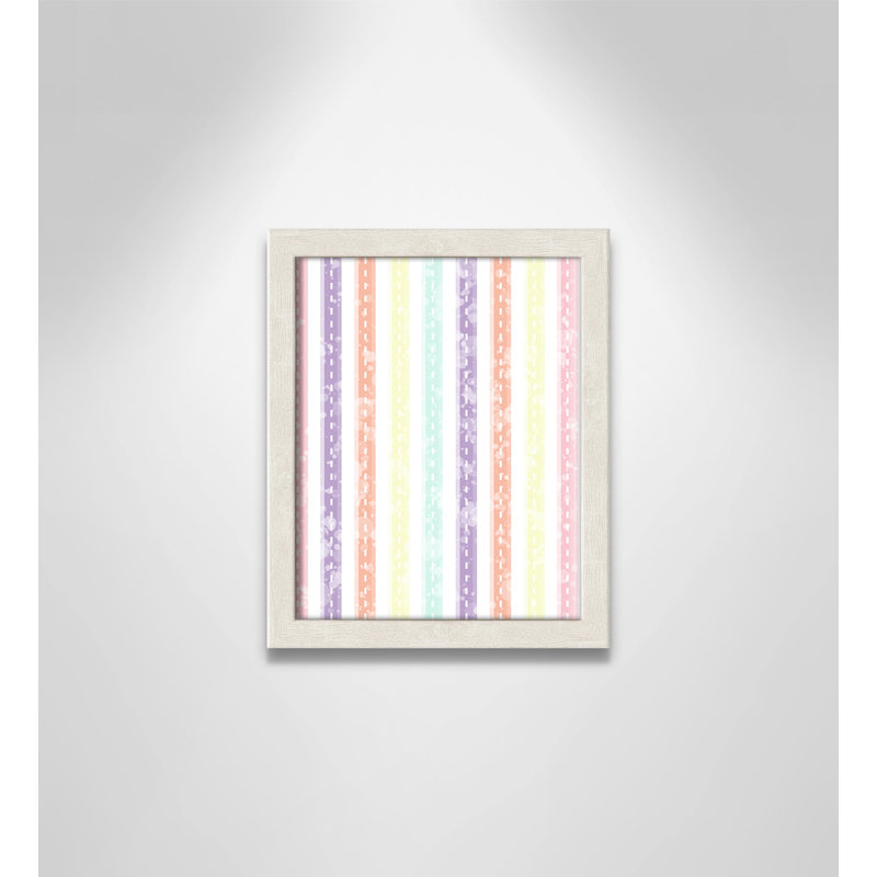 Adhésif décoratif Whimsical Stripe, H 11 po x l 9 po x P 1,1875 po, Encadré de boîte à grain de bois blanc