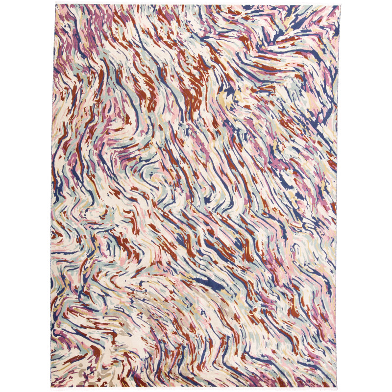 Tapis bleu/rouge handwoven Mayfair, Rectangle 9 pi 6 po x 12 pi 7 po