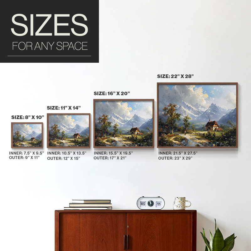 Série paysage - CXLVI - Impression encadrée - Restickable, H 11 po x l 14 po, Noyer