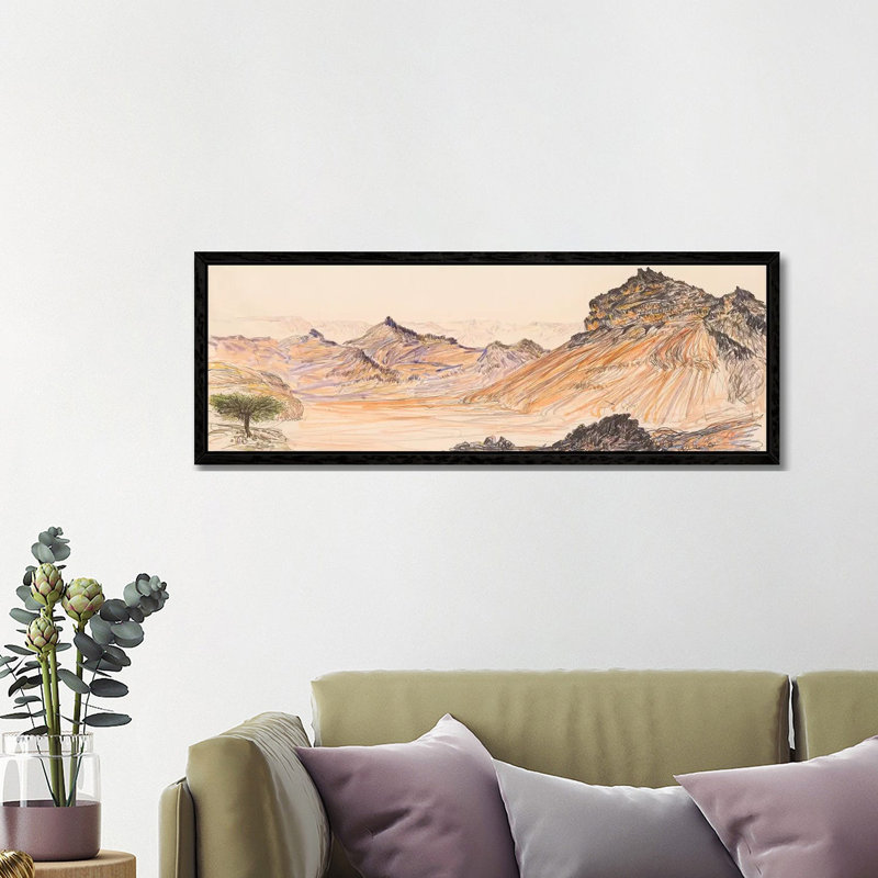 Nahal Gevanim by Itzu Rimmer - Panoramic Print on Canvas, 121.92 cm H x 40.64 cm W, Black Framed