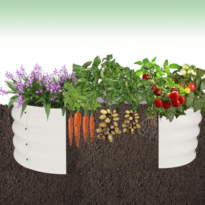 2 Pack Galvanized Raised Garden Bed 4x4x1 ft Outdoor Planter Box with Open Base for Herbs Veggies Flowers - White